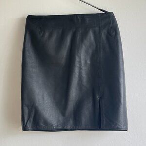 Vintage Black Genuine Leather Mini Skirt Size XS